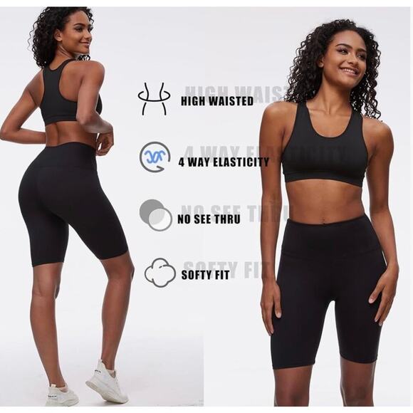 XLBlack High Waisted Athletic Compression Biker Shorts with Pockets Size… - Picture 2 of 7